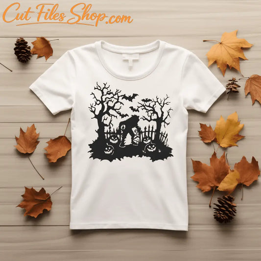 Werewolf Scene Svg, Sublimation T-shirt design, Dxf for CNC Laser Cutting, Halloween Decor DIY, Mug svg design, Spooky Fall scene pillow design