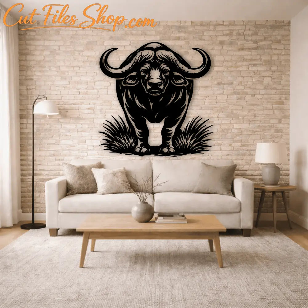 Wildlife buffalo DXF for CNC wood signs and metal decor
