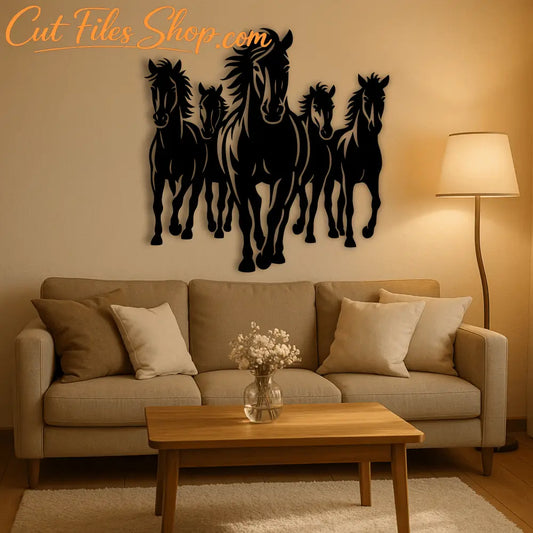 Running horse DXF design for CNC plasma and laser cutting