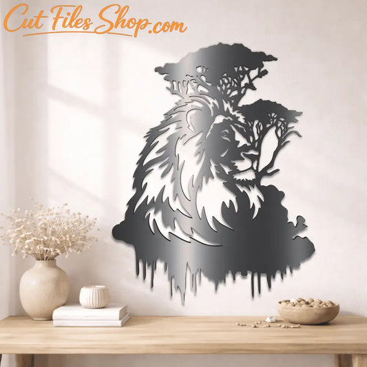 Lion silhouette laser cut design