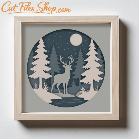 7 layer deer multilayer forest design SVG DXF EPS PDF
