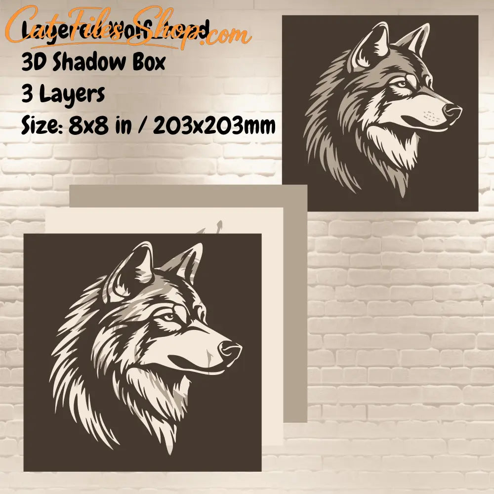 Minimal wolf head light box SVG for cardstock crafts