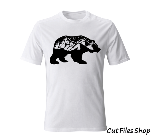 bear mountains dxf, decor making dxf, wildlife dxf, vector images for cricut, cut files for plotter, animals scene dxf, bear svg for cricut