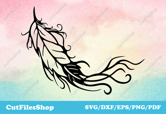 Feather png, Feather dxf files, t-shirt designs, art svg files, dxf for cnc plasma cutter, cnc designs