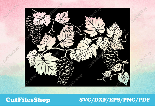 Grape dxf files, grape svg files, dxf panels, wall design dxf file, files for cnc plasma, laser cutting, plasma cutting files, cricut svg files, Silhouette cameo files