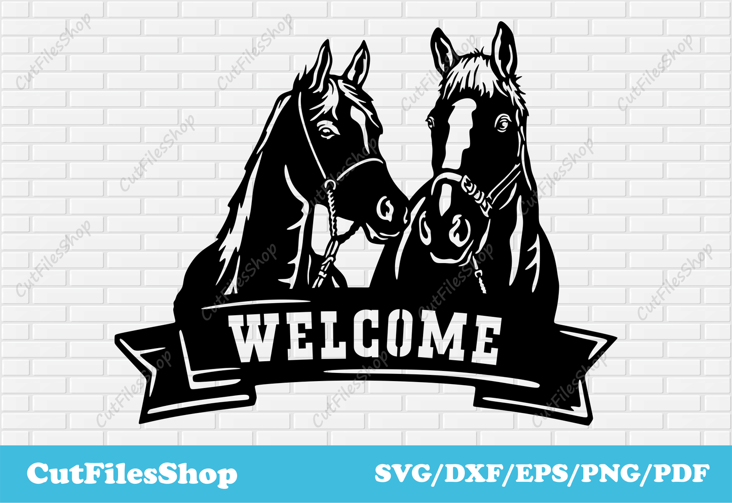 Farm horse welcome sign SVG DXF for laser cutting and CNC gates