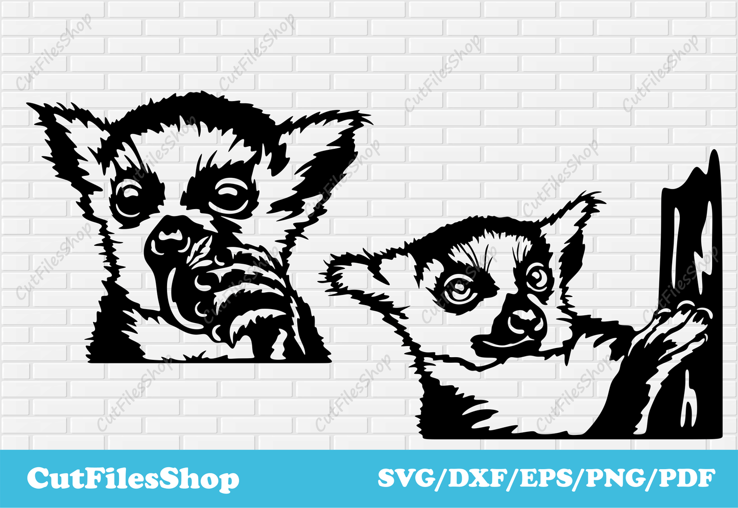 Lemur svg dxf cut files for cricut, svg for shirts, digital prints, wall art dxf, wall decor dxf, lemur vector svg, cute animals svg, funny animals svg, peeking animals svg, dxf animals, laser cutting files, tropical animals svg, lemur svg, cut files