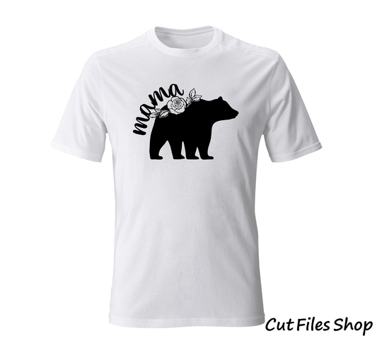 Bithday t shirt designs for women, svg tops for girl, svg for cricut explore, dxf files for cnc router, bear flowers dxf, bear mama dxf, bear mama svg, cute bear svg, bear for cricut, svg for sticker making, scan n cut files, cnc cut, mama svg files, mothers day svg