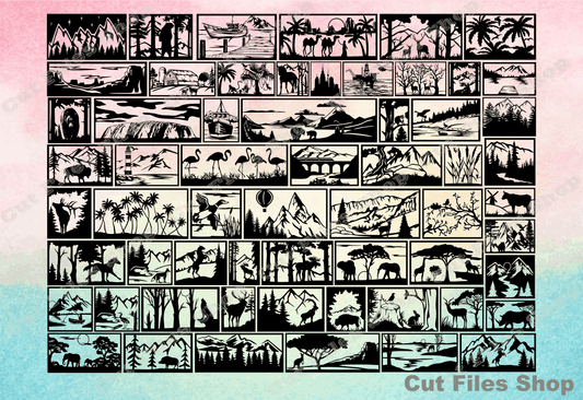 Panels for laser cut, panels dxf, laser cutting, wild animal wall art, wall decor svg, dxf animals, dxf railing panels, dxf for metal, dxf wall panels, dxf for wood cut, dxf for cnc, dxf files for cnc plasma, cut files shop, animals scenes dxf, nature scenes dxf, wildlife scenes dxf