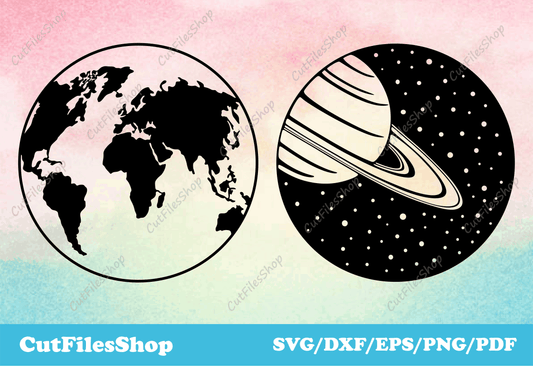 Planets vector images, laser engraver files, cricut vector images, Dxf images for Laser Cutting, Vector images for Cricut, Cnc files for plasma cut, Vector DXF download, Silhouette Cameo Files