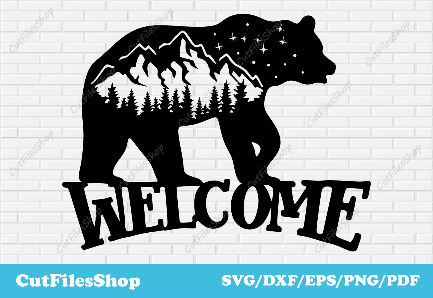 Wildlife bear welcome DXF artwork SVG PNG for Silhouette, xTool and CNC