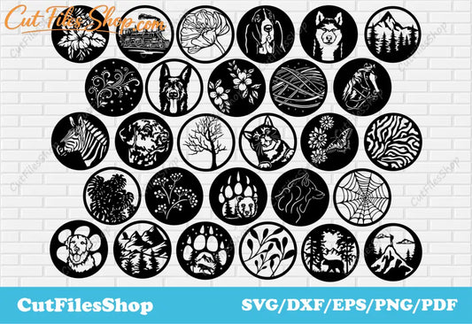 28 Circle designs dxf for cnc laser cut, dxf files for plasma cutting decor, svg cut files for cricut - Cut Files Shop