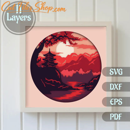 3D China scene Sahdow box Svg, Layered svg files, Multilayer svg for cricut, Papercut art, Wall decor 3d Shadow box - Cut Files Shop
