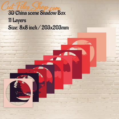 3D China scene Sahdow box Svg, Layered svg files, Multilayer svg for cricut, Papercut art, Wall decor 3d Shadow box - Cut Files Shop