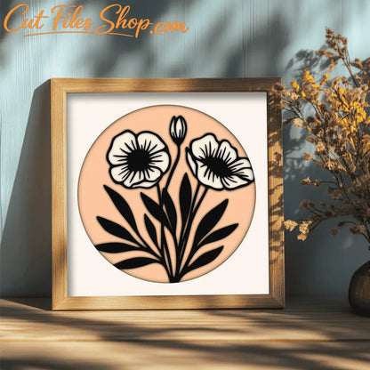 Layered Flowers Shadow Box SVG, DXF for CNC & Cricut, DIY Paper Craft