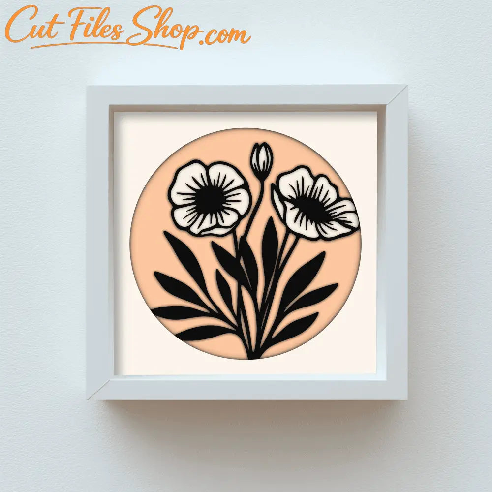 Floral 3D Shadow Box SVG, Multilayer Paper Cut File for Cricut & Laser Cutting