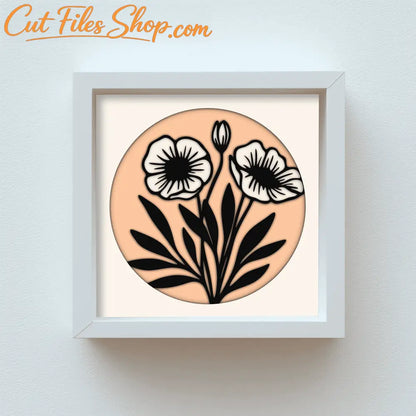 Floral 3D Shadow Box SVG, Multilayer Paper Cut File for Cricut & Laser Cutting