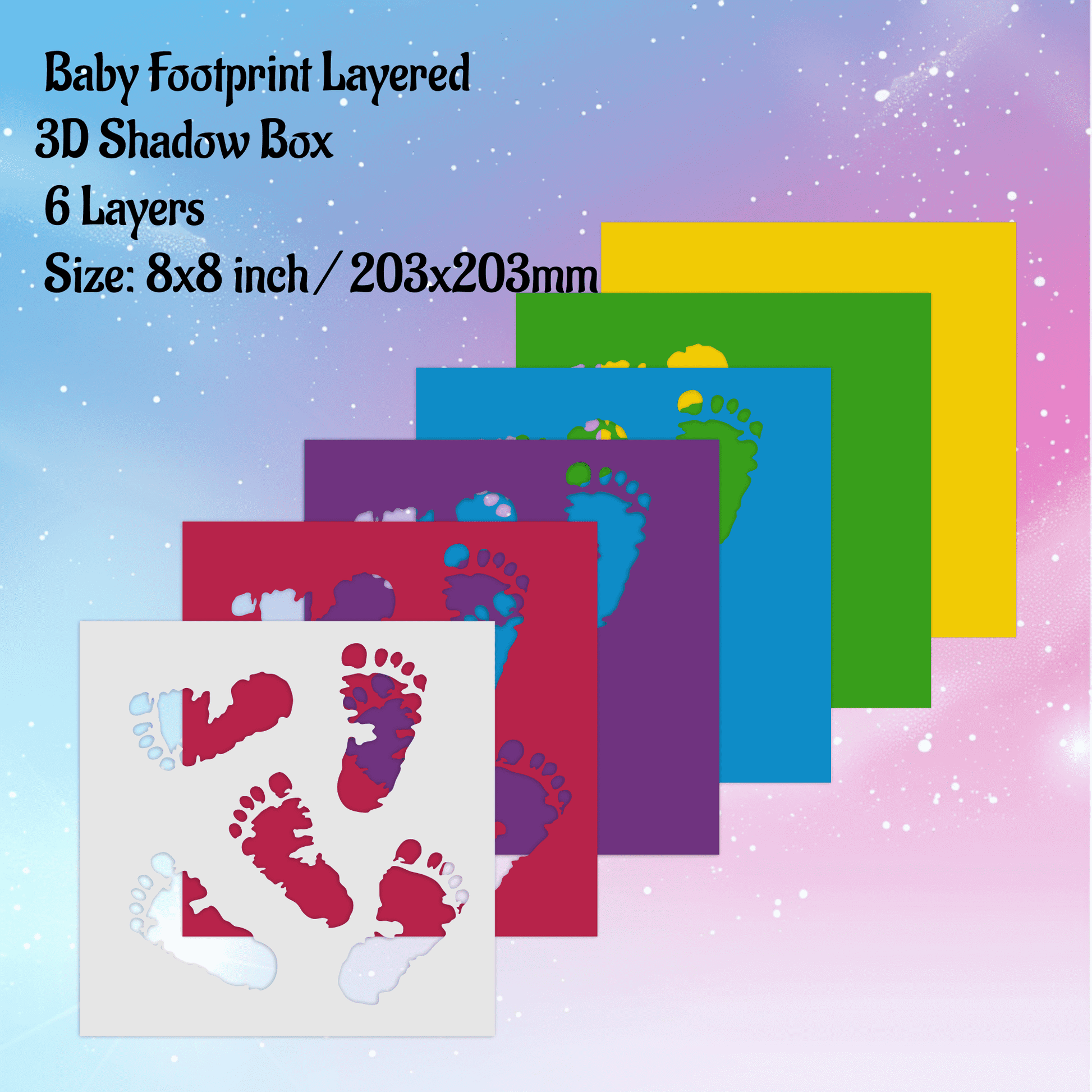 3D Layered Baby Footprint Svg for Cricut, 3D Shadow Box Template, Multilayer, Dxf for Silhouette, Laser Cut - Cut Files Shop