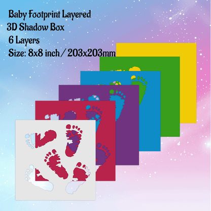 3D Layered Baby Footprint Svg for Cricut, 3D Shadow Box Template, Multilayer, Dxf for Silhouette, Laser Cut - Cut Files Shop