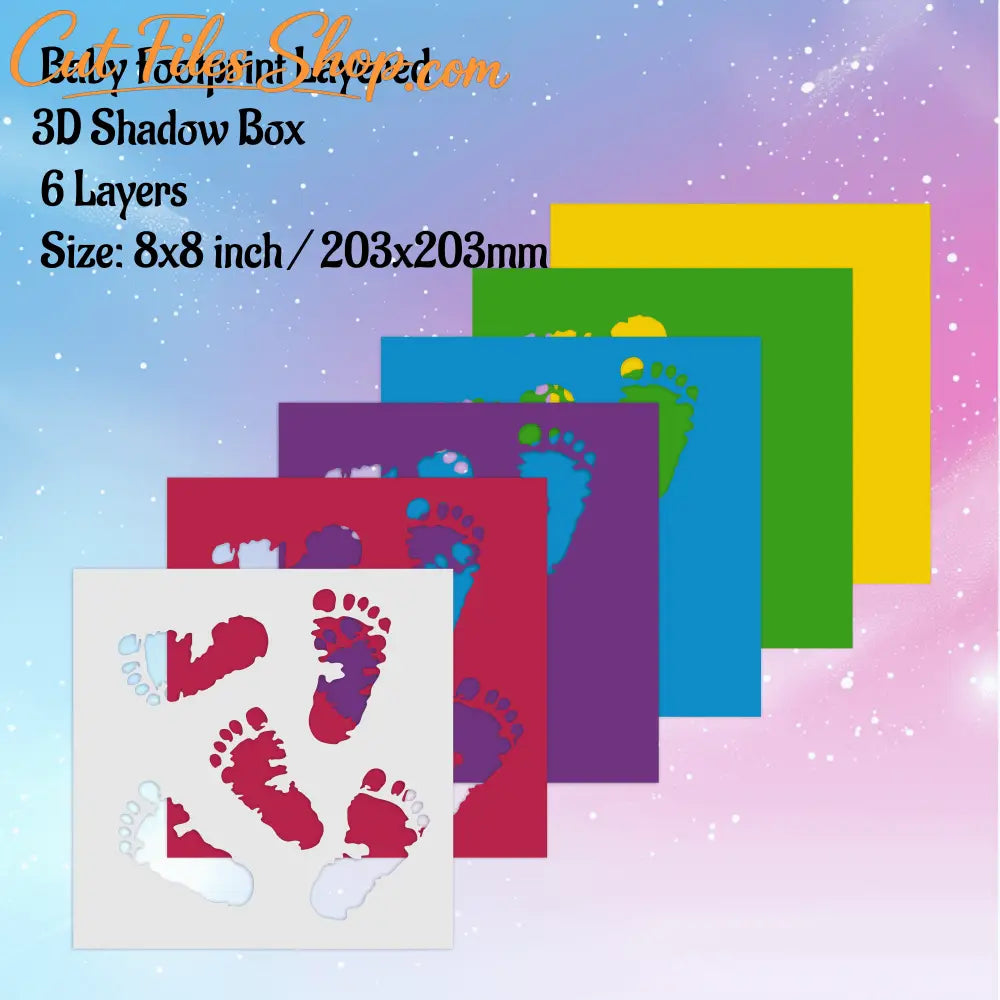 3D Layered Baby Footprint Svg for Cricut, 3D Shadow Box Template, Multilayer, Dxf for Silhouette, Laser Cut - Cut Files Shop