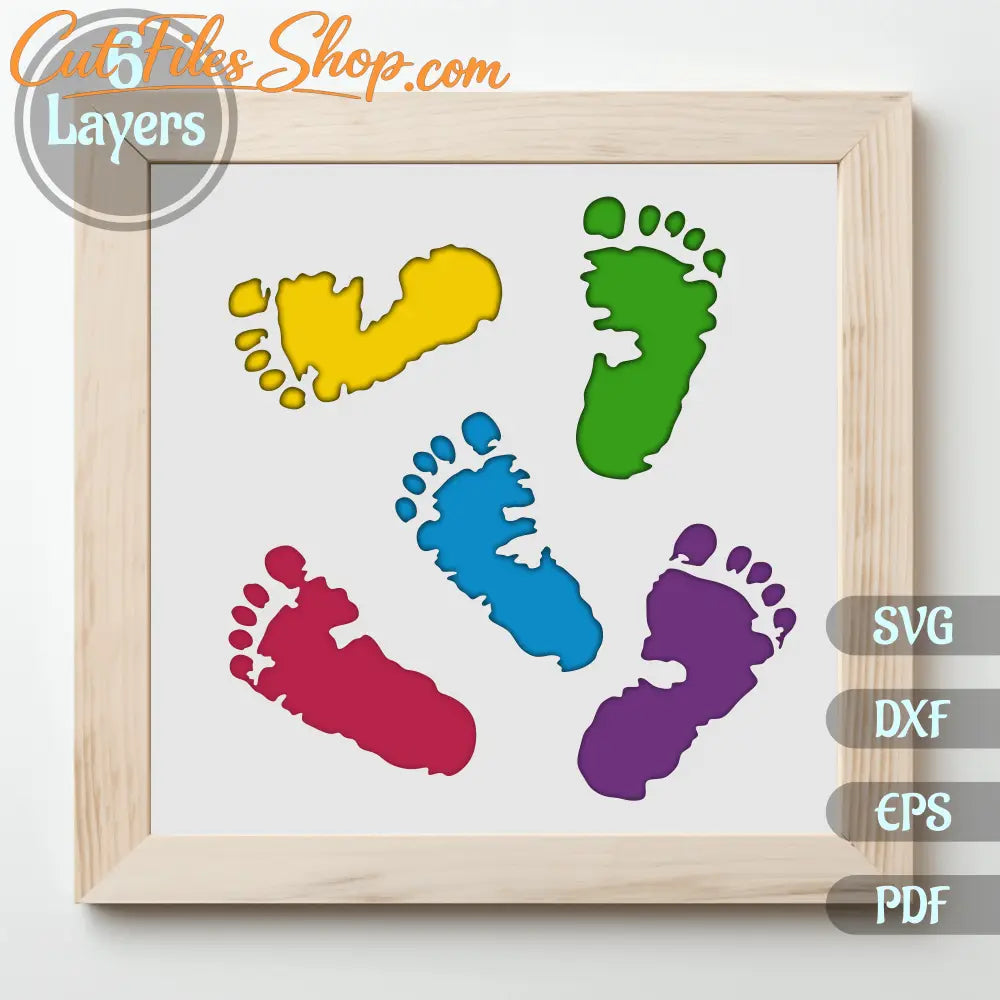 3D Layered Baby Footprint Svg for Cricut, 3D Shadow Box Template, Multilayer, Dxf for Silhouette, Laser Cut - Cut Files Shop