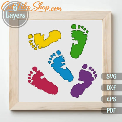 3D Layered Baby Footprint Svg for Cricut, 3D Shadow Box Template, Multilayer, Dxf for Silhouette, Laser Cut - Cut Files Shop