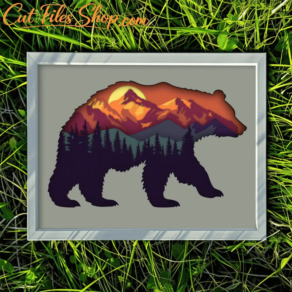 Multilayer Bear Mountains SVG, Paper Craft Template, Cricut and CNC Ready Design