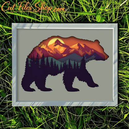 Multilayer Bear Mountains SVG, Paper Craft Template, Cricut and CNC Ready Design