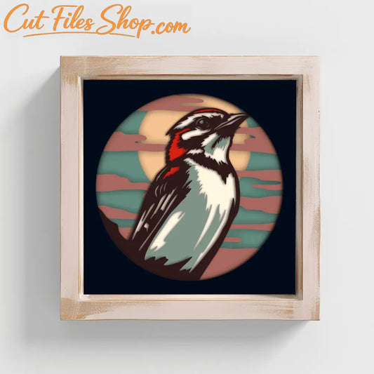 Multilayer Bird Paper Art Template, Cardstock SVG for Cricut, DXF for Laser Cut, Shadow Box Craft, Home Decor