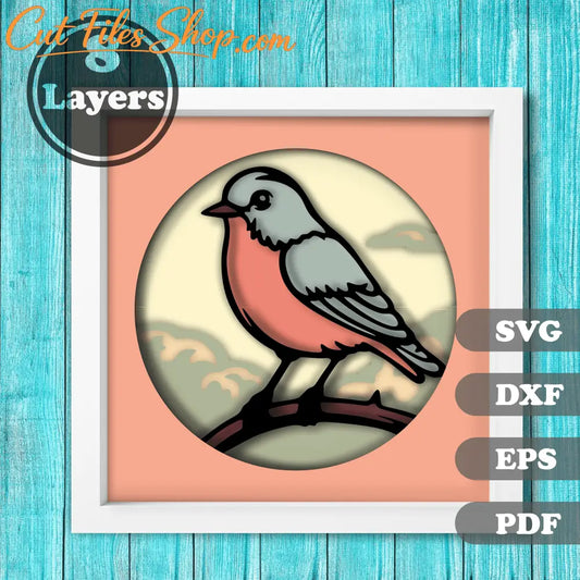 3D Layered Bird Shadow Box Template, Multilayer SVG for Cricut, DXF for Silhouette, Home Decor DIY, Papercut Art, Unique Gift - Cut Files Shop