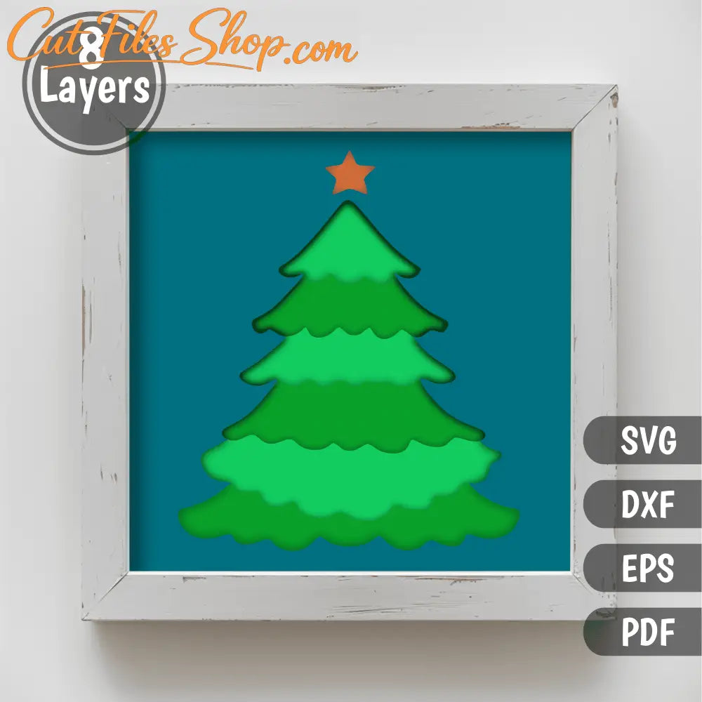 3D Layered Christmas Tree SVG for Cricut Projects, Shadow Box Template, DXF for CNC, DIY Home Decor