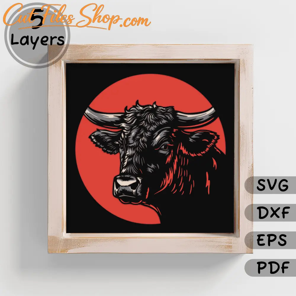 3D Layered Cow Head Papercut SVG, Shadow Box DIY, Cricut Silhouette Svg Files, Unique Home Decor - Cut Files Shop