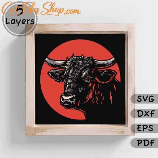 3D Layered Cow Head Papercut SVG, Shadow Box DIY, Cricut Silhouette Svg Files, Unique Home Decor - Cut Files Shop