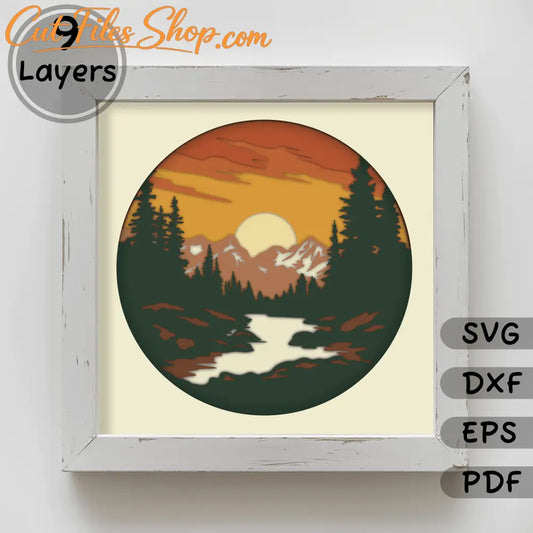 3D Layered Nature Scene SVG, Shadow Box Craft Template, Unique Gift DIY, Home Decor, Instant Download