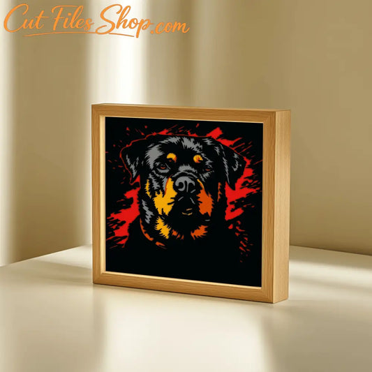 Rottweiler Dog 3D Shadow Box Template, Multilayer Design for DIY Decor