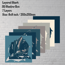 Load image into Gallery viewer, 3D Layered Shark Shadow Box Template, SVG for Cricut, DXF for Silhouette, Papercut Home Decor, Multilayer SVG - Cut Files Shop
