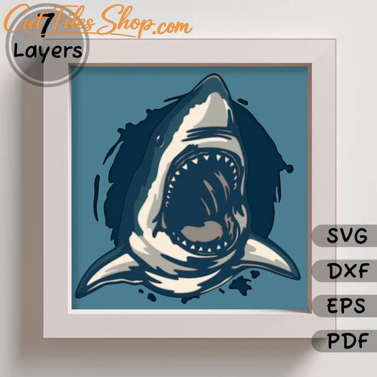 3D Layered Shark Shadow Box Template, SVG for Cricut, DXF for Silhouette, Papercut Home Decor, Multilayer SVG - Cut Files Shop