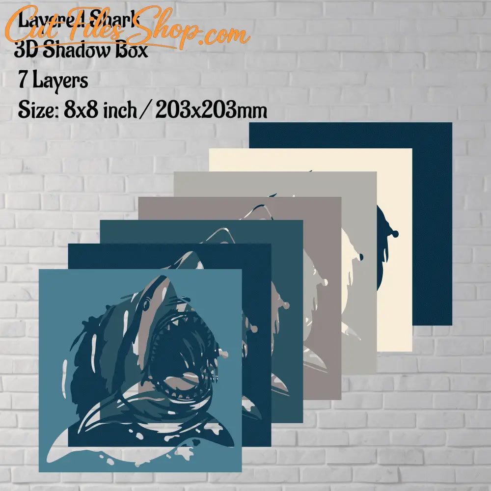 3D Layered Shark Shadow Box Template, SVG for Cricut, DXF for Silhouette, Papercut Home Decor, Multilayer SVG - Cut Files Shop