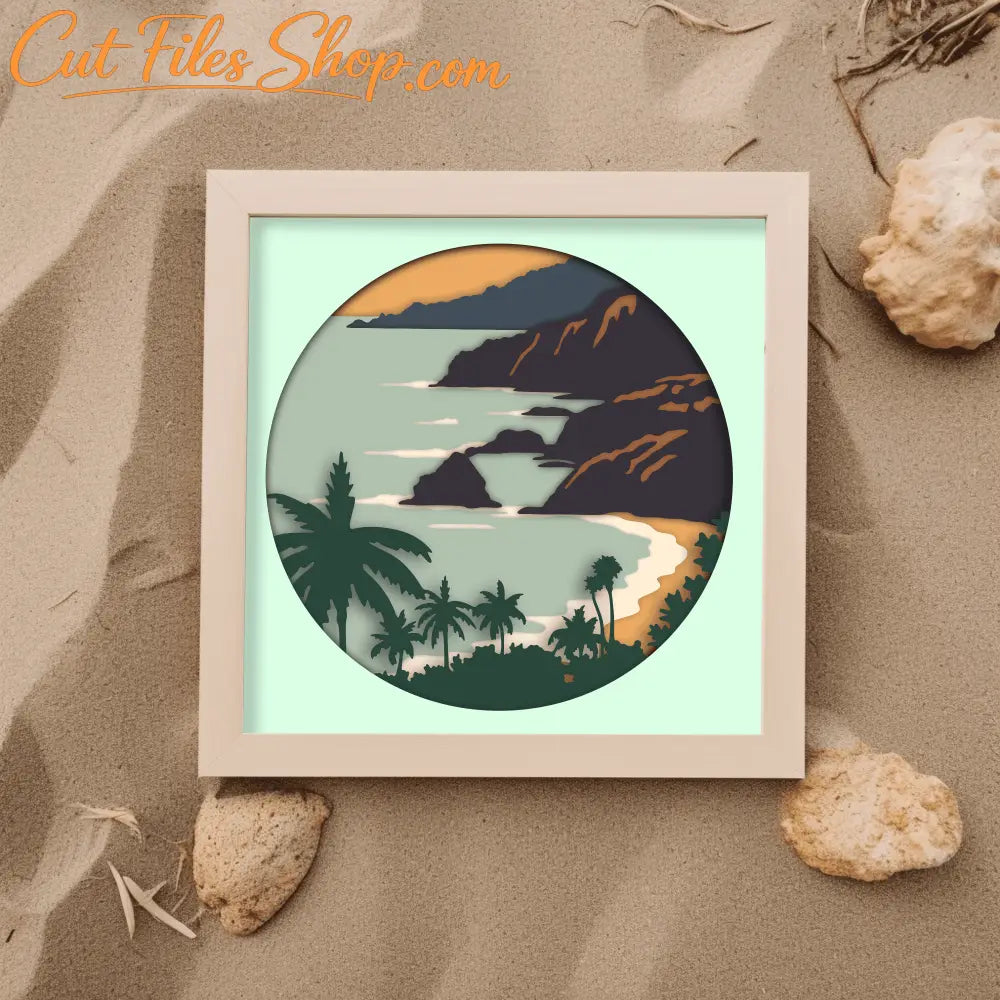 3D Layered Tropical Beach Scene SVG, 3D Shadow Box Templates, Papercut Layered Svg, Cut files for Cricut - Cut Files Shop