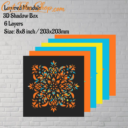 3D Mandala Shadow Box, Layered Mandala Svg for Cricut, Multilayer Paercut, Dxf for Silhouette - Cut Files Shop