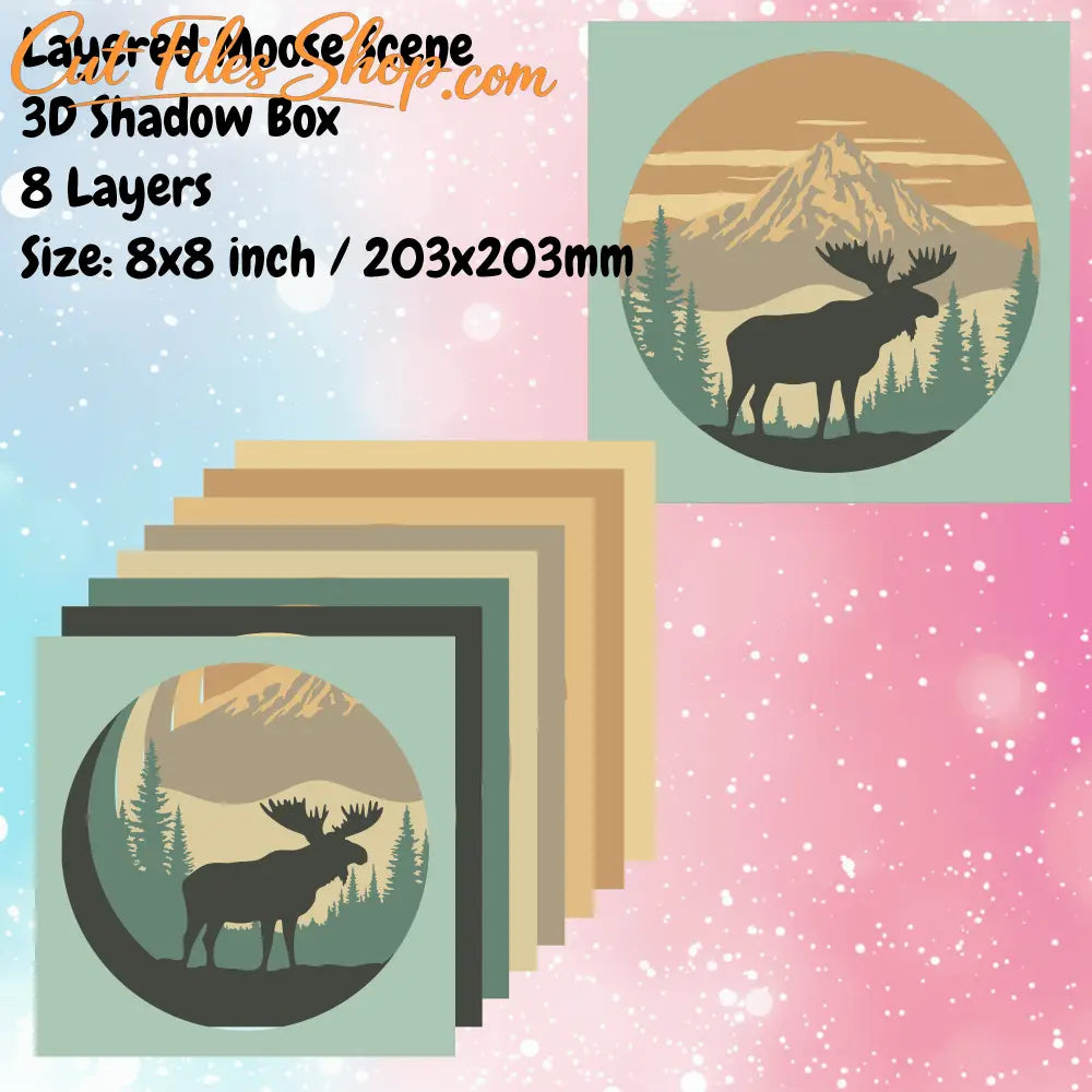 Wildlife Moose 3D SVG & DXF – Multilayer Paper Cut & DIY Shadow Box