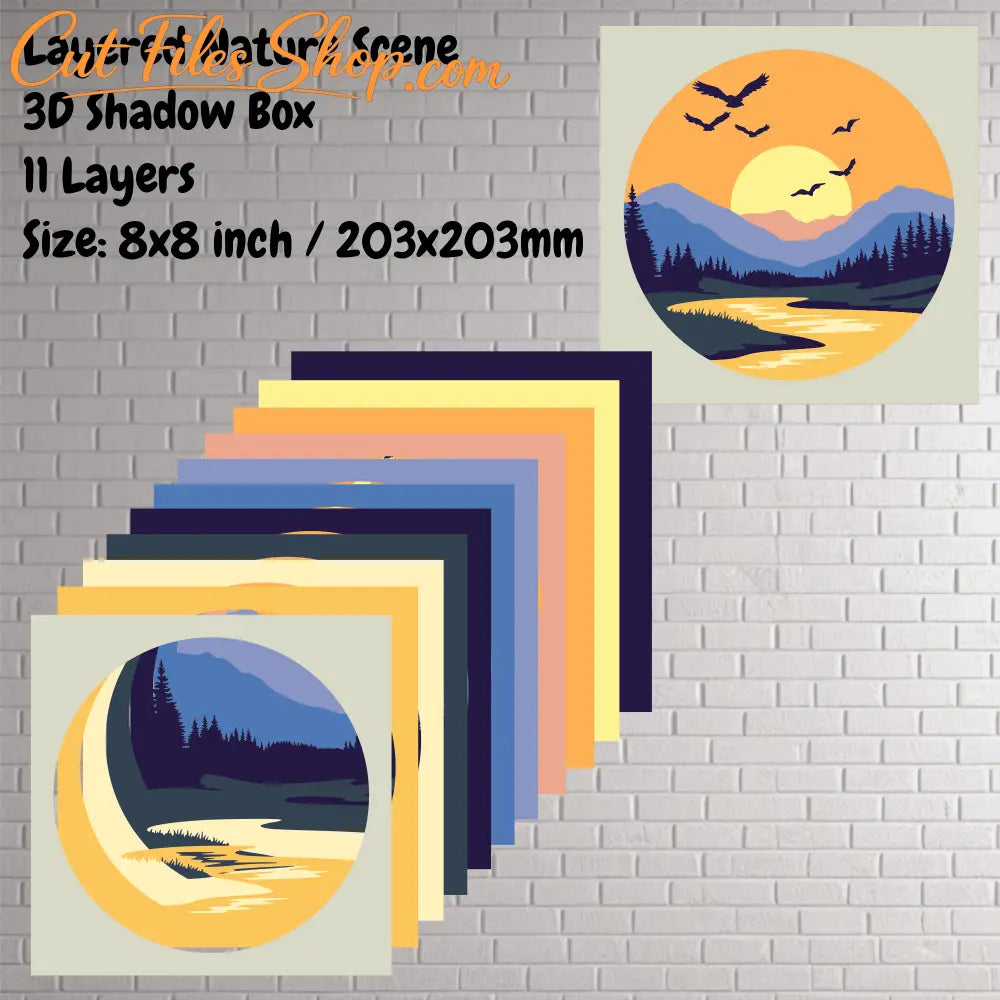 Multilayer Nature Scene SVG Files – 3D Art for Shadow Box Projects