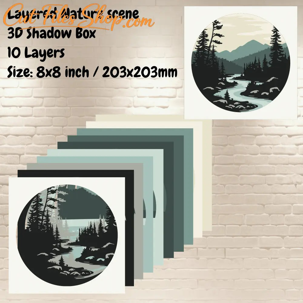 Layered Nature Scene SVG for Cricut, CNC, and 3D Shadow Box Crafts
