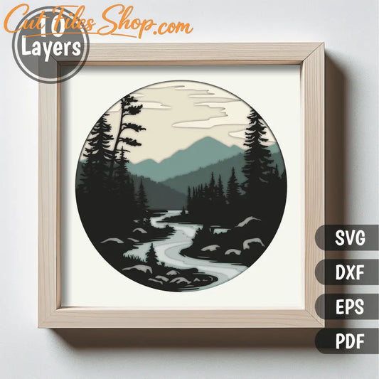 3D Nature Scene Layered SVG for Shadow Box, Cricut, and CNC Projects