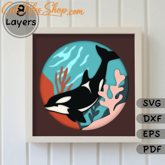 3D Orca Shadow Box Templates, Layered svg files for Cricut, Silhouette Dxf, Multilayer, Laser cut - Cut Files Shop
