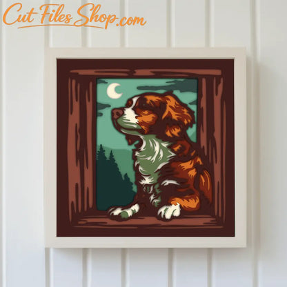 3D Peeking Dog Shadow Box Template, Layered Svg for Cricut, Dxf for Silhouette