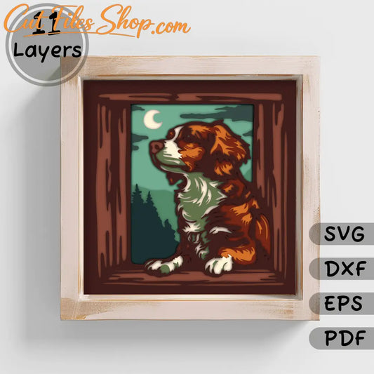 3D Peeking Dog Layered Svg for Cricut, 3D Shadow Box Template, Dxf for Silhouette, Laser cut, Baby gift DIY
