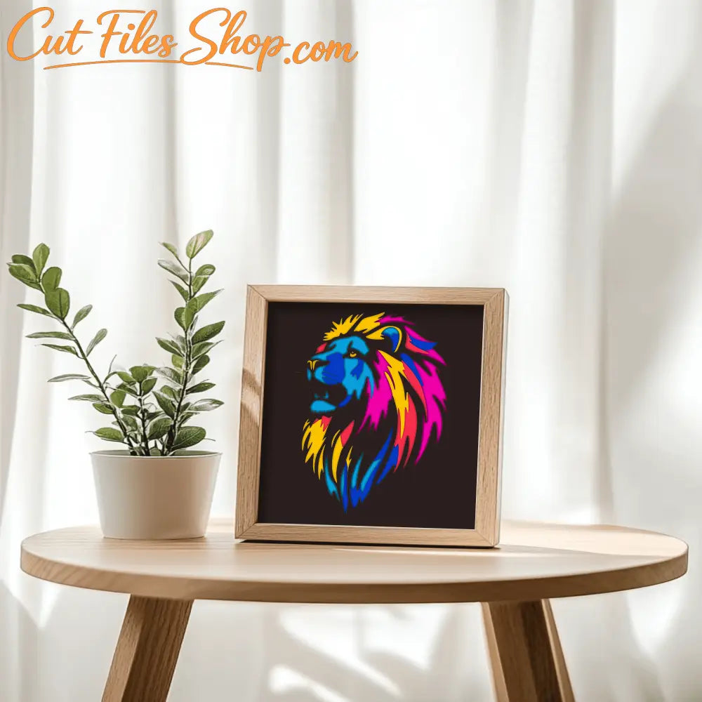 Modern abstract lion paper cut design for Cricut
