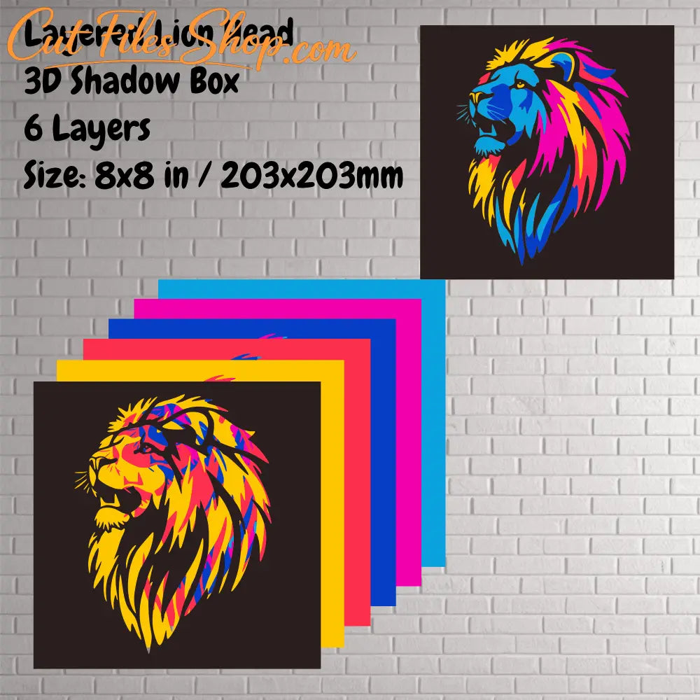 Colorful lion multilayer light box SVG for Glowforge