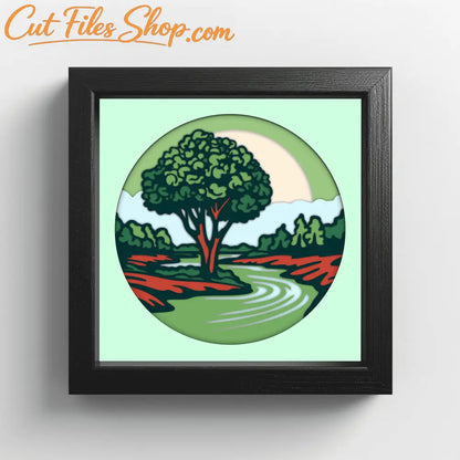 3D Tree Layered Shadow Box Template, Papercut SVG for Cricut, Laser Cut DXF, Home Decor DIY, Paper Art - Cut Files Shop